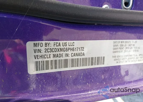 2023 Dodge Charger Gt Awd из США, поврежденный, VIN 2C3CDXMG6PH617172